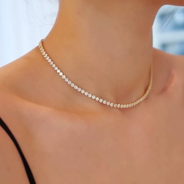 Radiant Grace – Choker met Goudplating & Sprankelende zirkonia