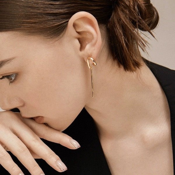 Geo Elegance – Minimalistische Geometrische Oorbellen met Gouden Afwerking