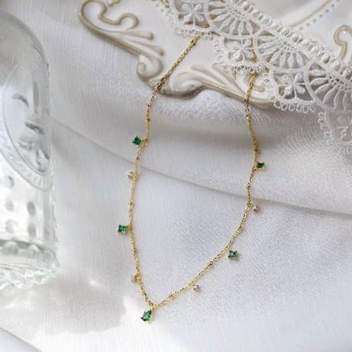 Emerald Grace – Gouden Ketting met Smaragdlook Zirkonia’s