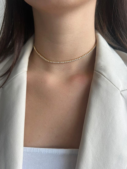 Radiant Grace – Choker met Goudplating & Sprankelende zirkonia